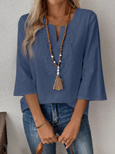 EMERY ROSE Women's Solid Color V-Neck Mid Long Sleeve Casual Tops, Simple Everyday Wear